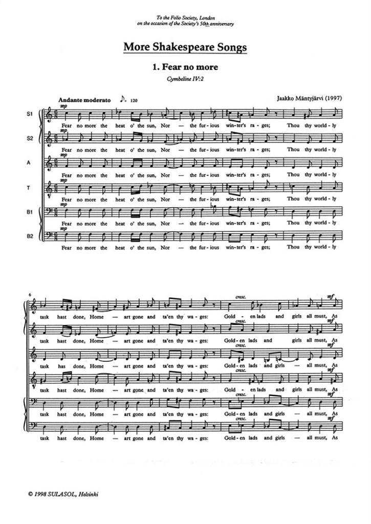 More Shakespeare Songs