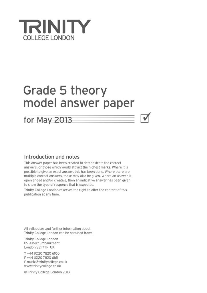 Theory Model Answer Paper Grade 5 2013