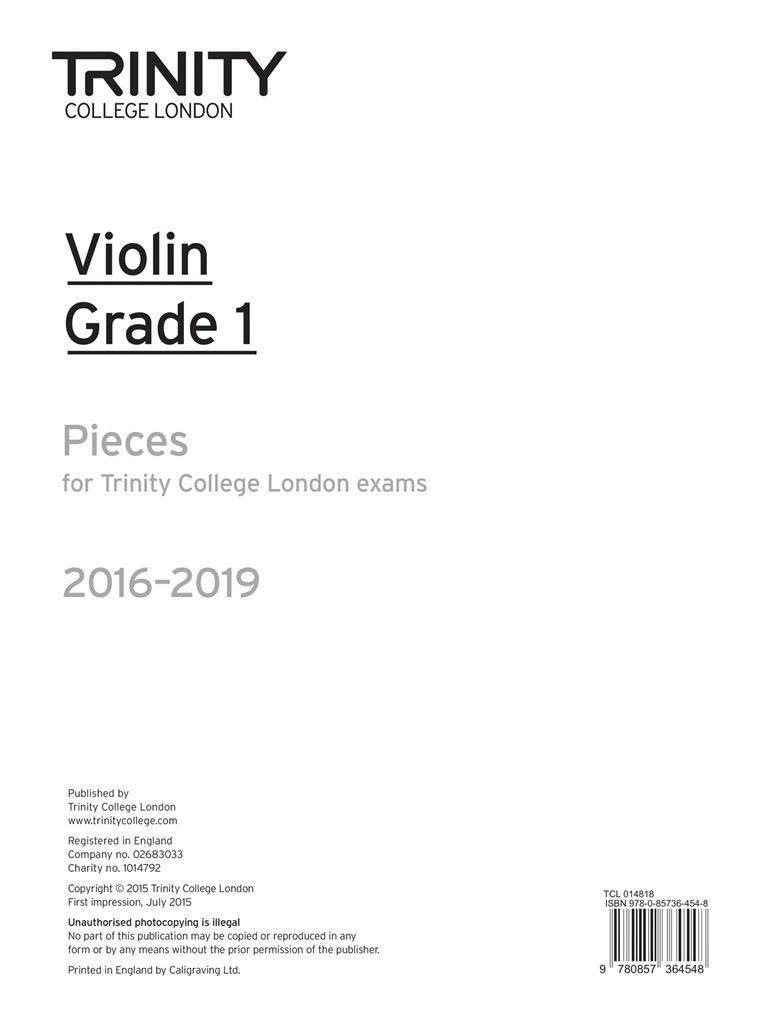 Violin 2016-2019. Grade 1