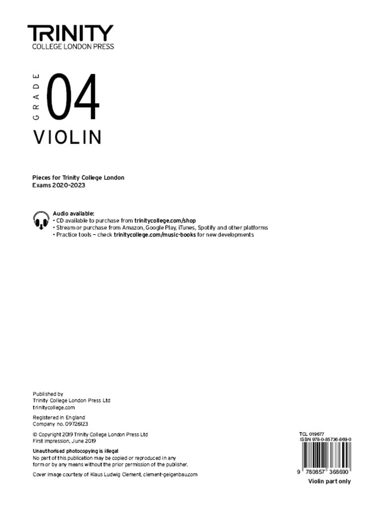 Violin 2020-2023. Grade 4