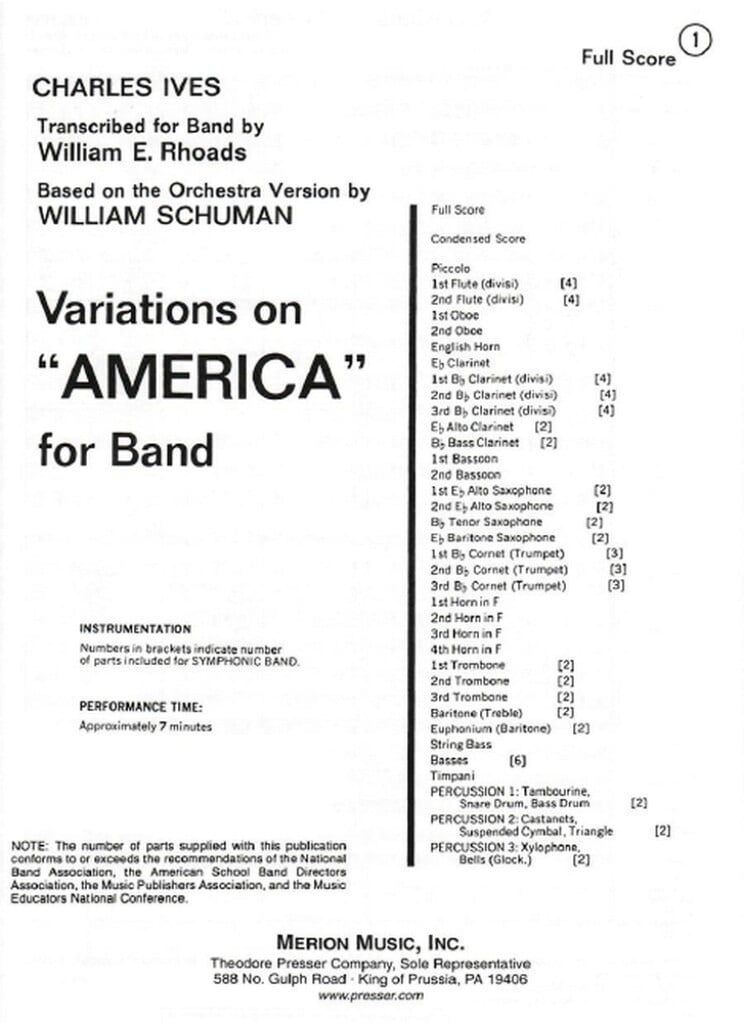 Variations On 'America'-Full Score