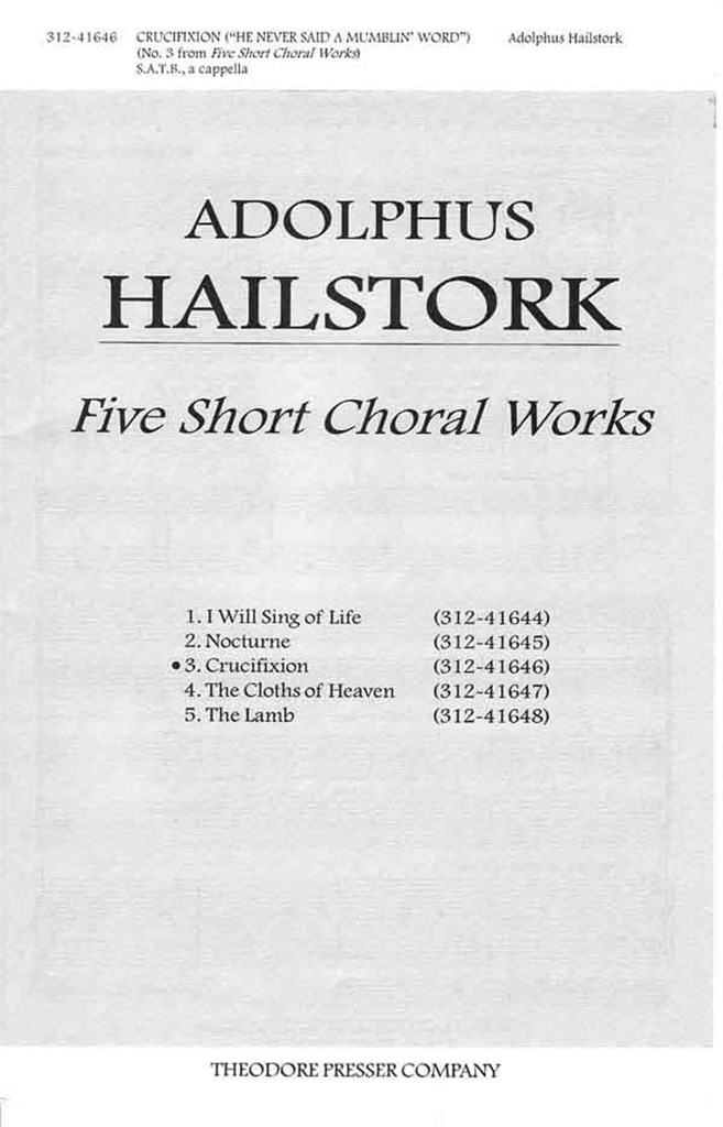 Five Short Choral Works 3. Crucifixion