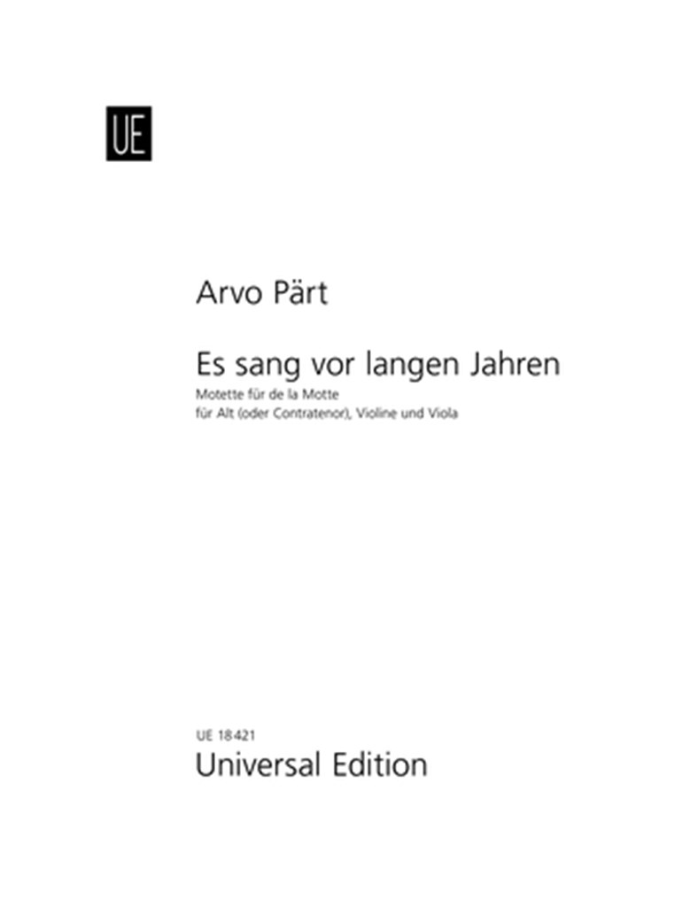 Es Sang Vor Langen Jahren