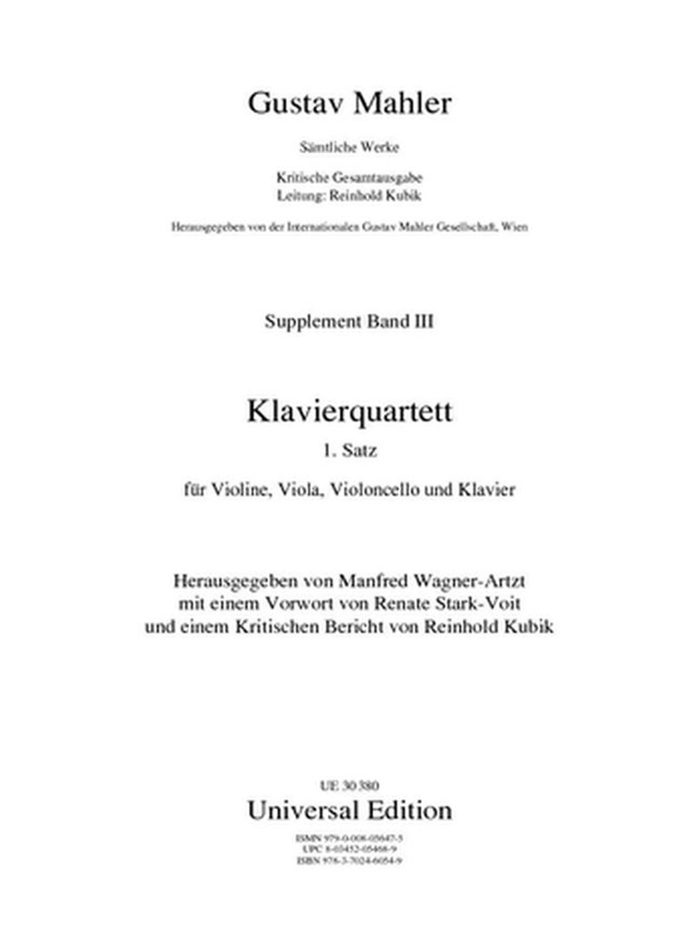 Klavierquartett 1. Satz Supplement Bd.3