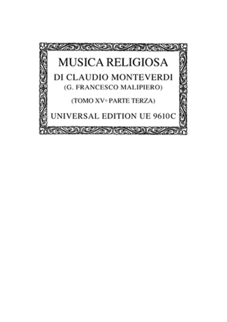 Musica Religiosa II -Selva morale e spirituale III