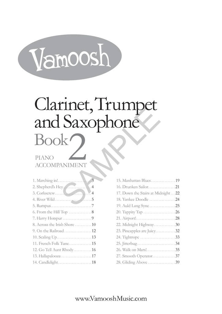 Vamoosh Clarinet, Trumpet & Sax Book 2 Piano Acc.