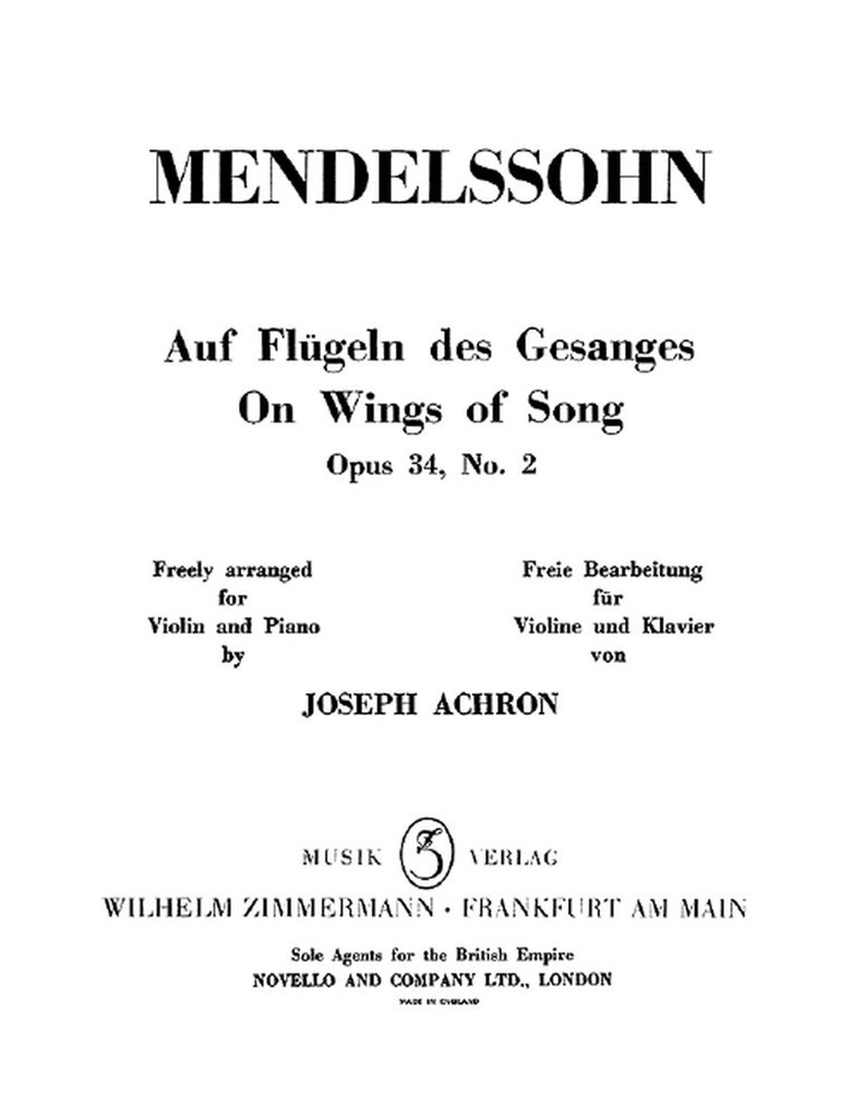 Auf Flügeln des Gesanges op. 34/2