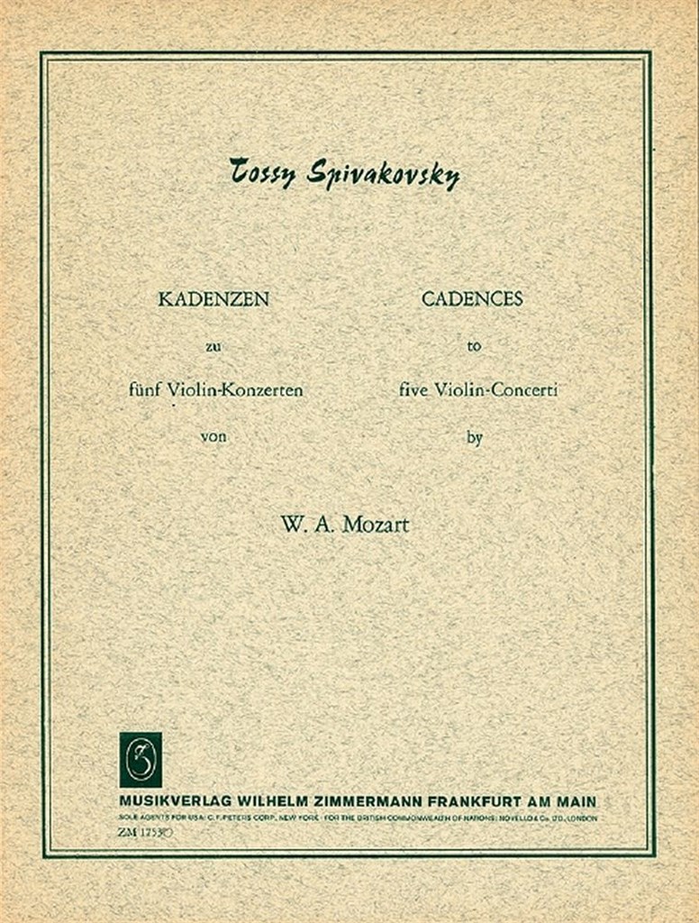 Kadenzen zu den Violinkonzerten von Mozart